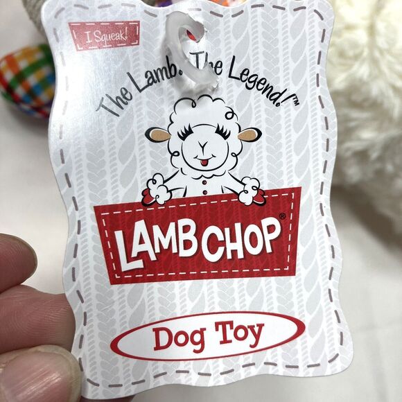 Multipet Sock-Face Lamb Chop Dog Toy Plush Squeaker 13"x4" Hard To Find Gingham - Picture 7 of 13